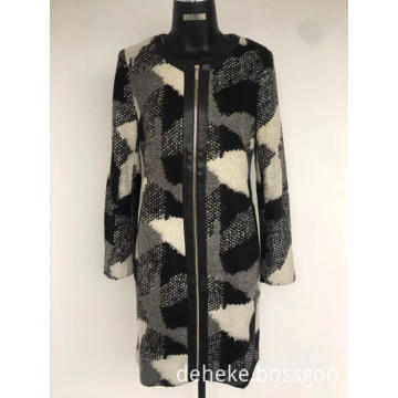 Women's knit winter jacquard coat